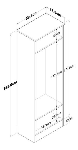 Ruhásszekrény Bivake 1 (fehér + dió) 
