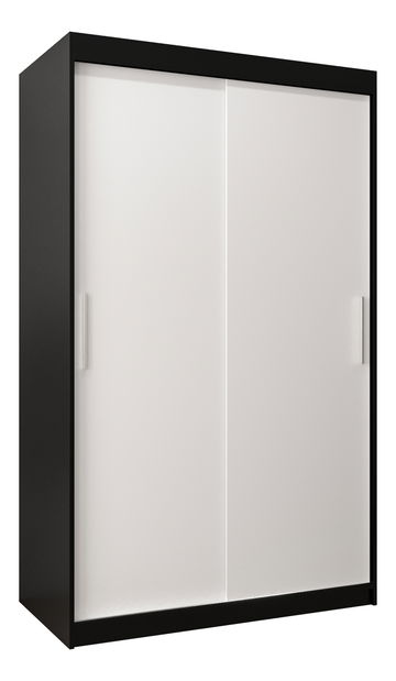 Šatníková skriňa 120 cm Toki (Čierna matná + Biela matná)