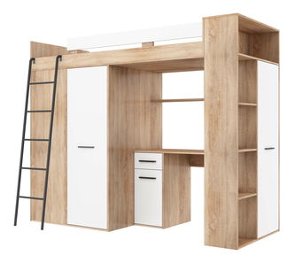 Emeletes ágy 90 cm Vivian (B) (ágyráccsal) (szonoma tölgy + fehér)