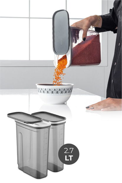 Sada úložných dóz na potraviny (2 ks.) Berto 02 (antracitová)