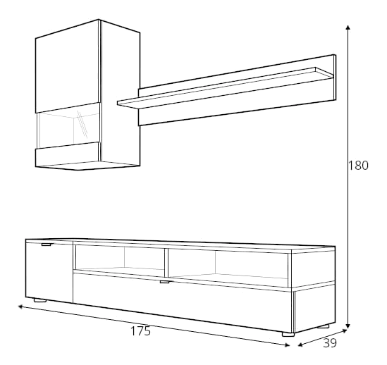 Obývacia stena Shea (dub lefkas + čierna)