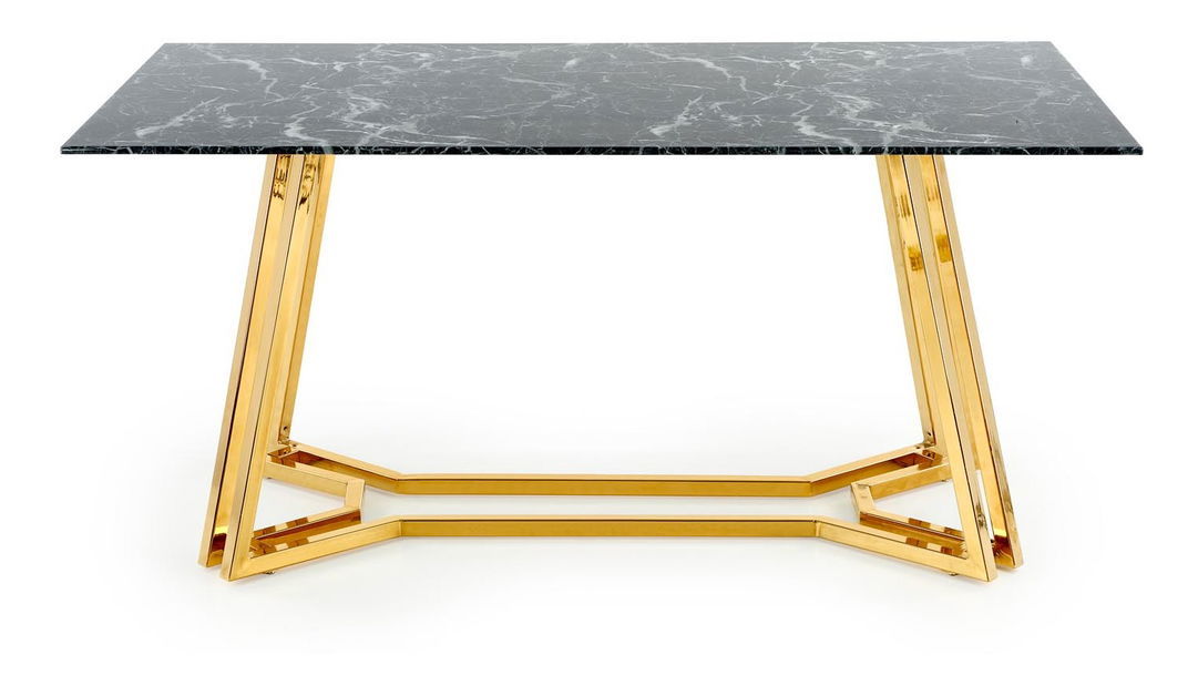 Blagovaonski stol Kamoni (crni mramor + zlatna) (za 6 osoba)