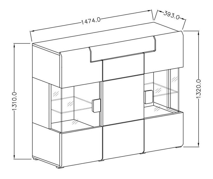 Vitrina Tamie Typ 46 (tamnosiva + hrast)