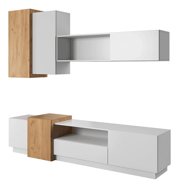 Mobilier living Trelop (alb + stejar craft auriu)