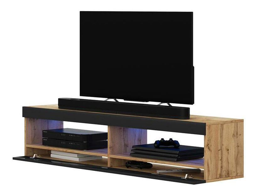 Tv szekrény/asztal Violett 100 (világítással) (lancester tölgy + fekete)