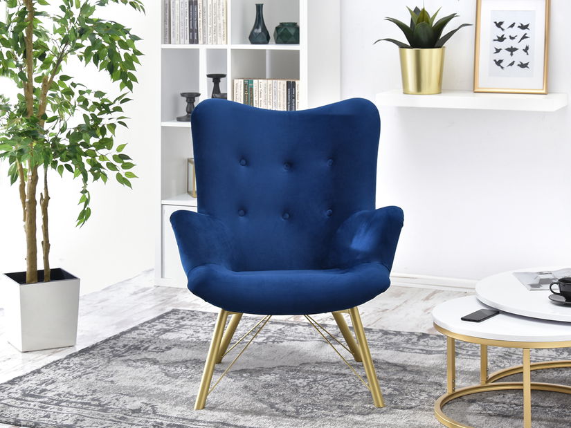 Relaxačné kreslo Dawntawn (tmavomodrá + zlatá)