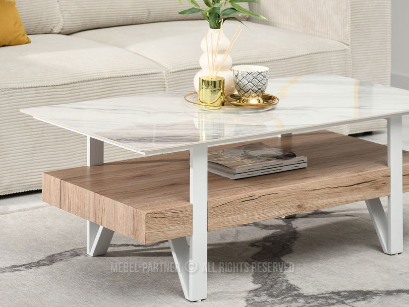 Stolić za kavu Bohac (sivi mramor + bijela)