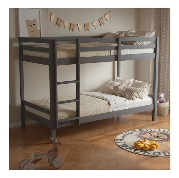 Pat etajat pentru copii 90 cm Invocato (gri) (cu somieră)