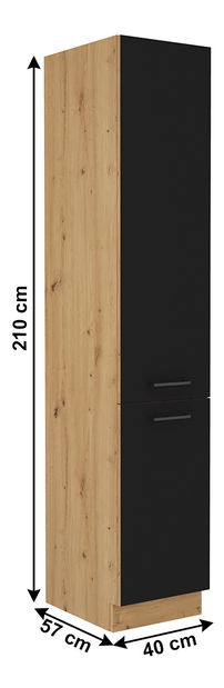 Dulap de bucătărie pentru alimente Meriel 40 DK 210 2F (negru + stejar artisan)