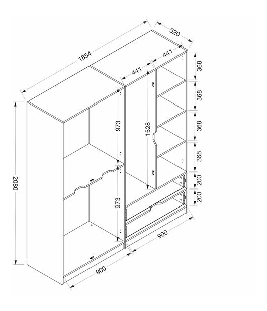 Dulap de haine Ewa (Auriu)