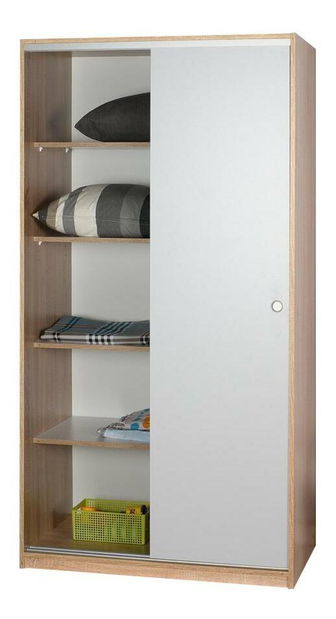 Ormar za garderobu s kliznim vratima Seworella 1 (losos bijela + svijetlo drvo)