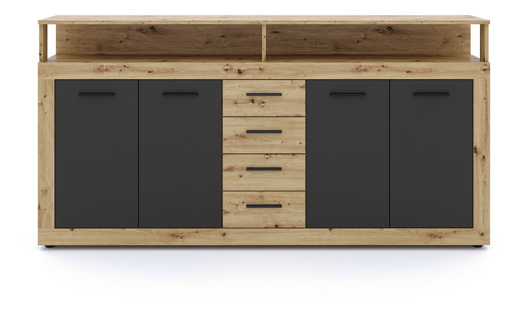 Comodă Lenita XXL (stejar artisan + negru)