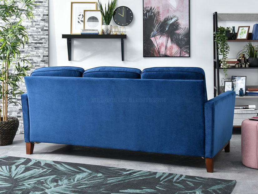 Pohovka dvojsedačka Biblioteca (tmavomodrá + orech)