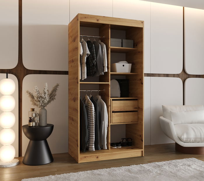 Ruhásszekrény 100 cm Spock (artisan tölgy)