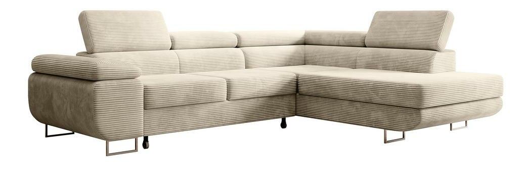 Rohová sedacia súprava Stiletto (P) (svetlobéžová + strieborná)
