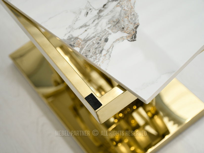 Măsuță consolă Tess (marmură albă + auriu)