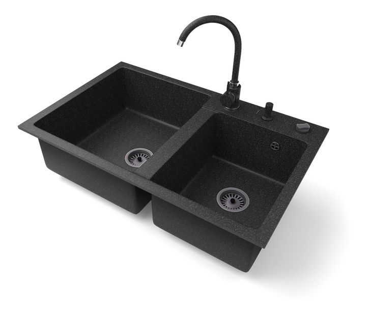Mosogató Hakkon (fekete + stuktúra) (2 csaplyukkal)