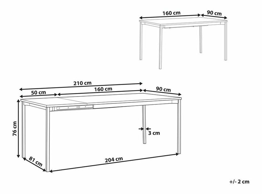Jedálenský stôl AVENERA (čierna) (pre 6 až 8 osôb)