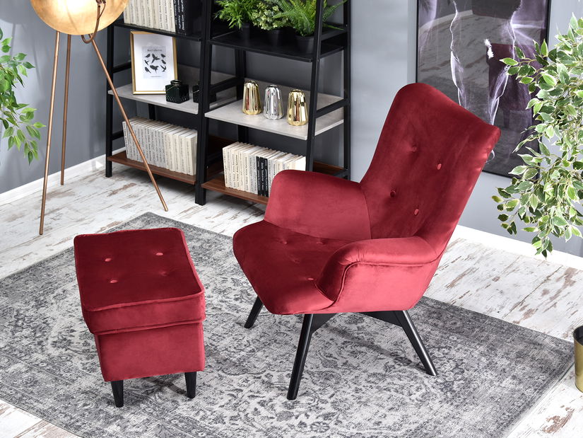 Dizajnové kreslo Florentino (bordová + dub)