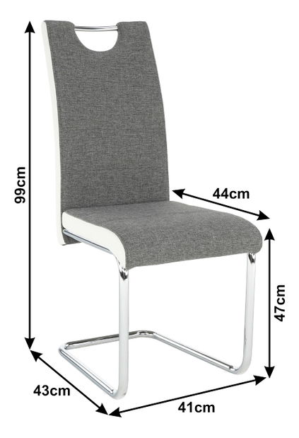 Scaun de sufragerie Ive (gri închis + alb)