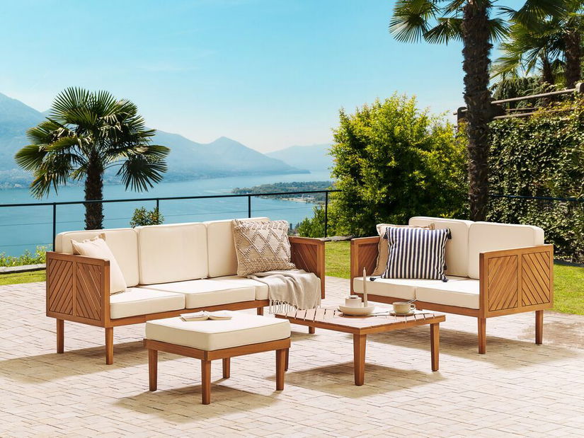 Vrtni set Blas (svijetlo drvo akacije + krem bijela)