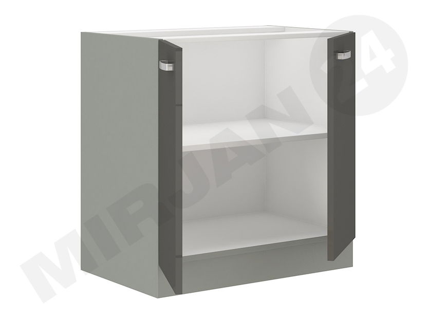 Alsó konyhaszekrény Milo 80 D 2F BB (szürke + krém fényes)