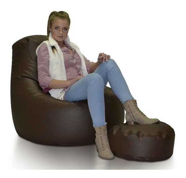 Fotoliu puf cu taburete Richie (maro)