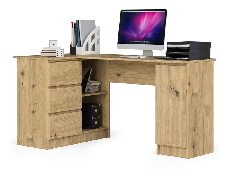 Rohový PC stolík Bevin (dub artisan) (L)