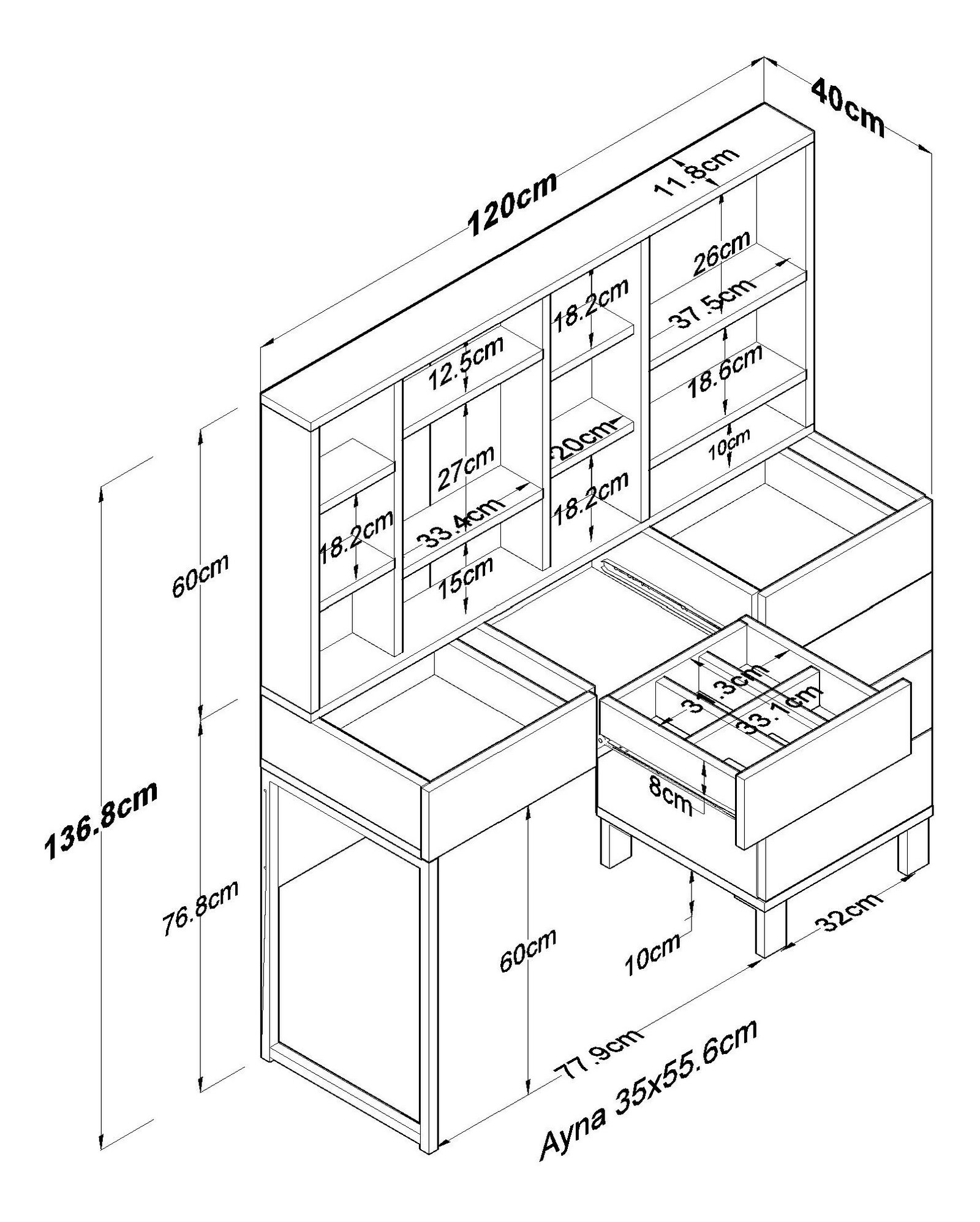 Toaletný stolík Beja (biela)