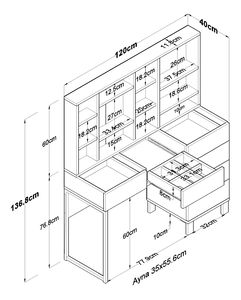 Toaletný stolík Beja (biela)