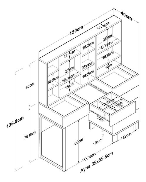 Toaletný stolík Beja (biela)