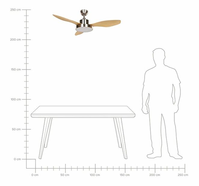 Mennyezeti ventilátor lámpával Brunilda (ezüst)