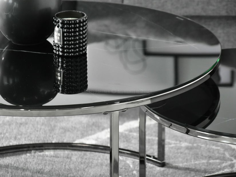 Konferenčný stolík Grande (čierny mramor + čierna)