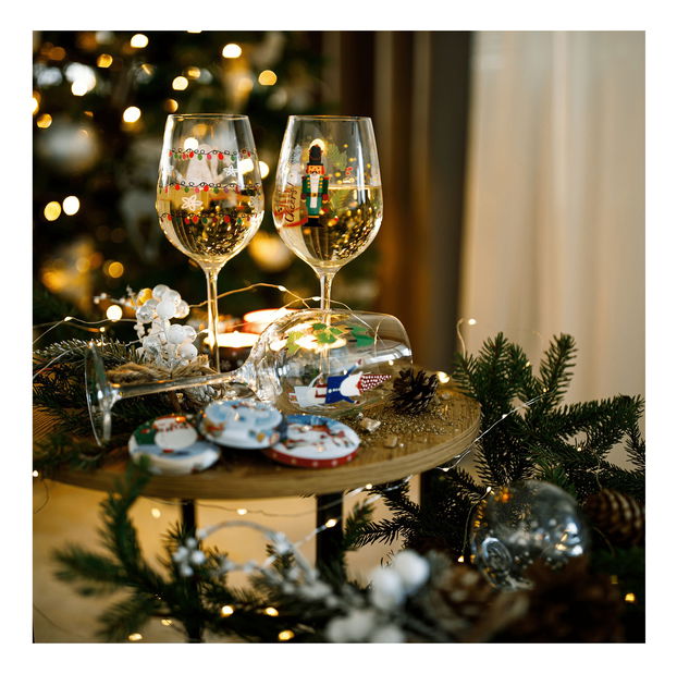 et de 3 pahare de vin 450ml Tipsi trio (motiv de iarnă)