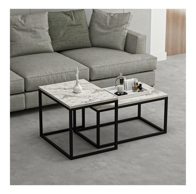 Set 2 ks. konferenčných stolíkov Lajka (mramor frézia) 