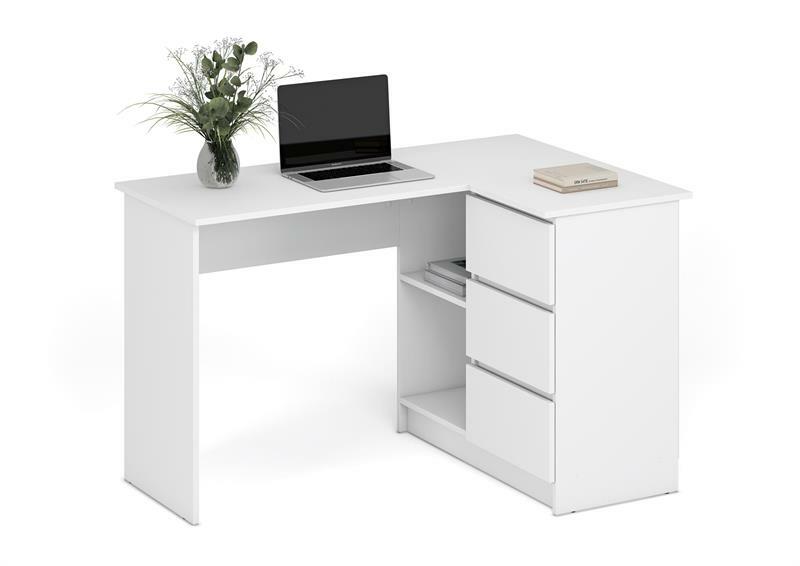 Rohový PC stolík Brendena (biela)