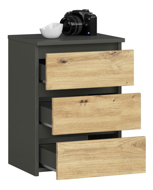 Komód Cipriano (szürke grafit + artisan tölgy)