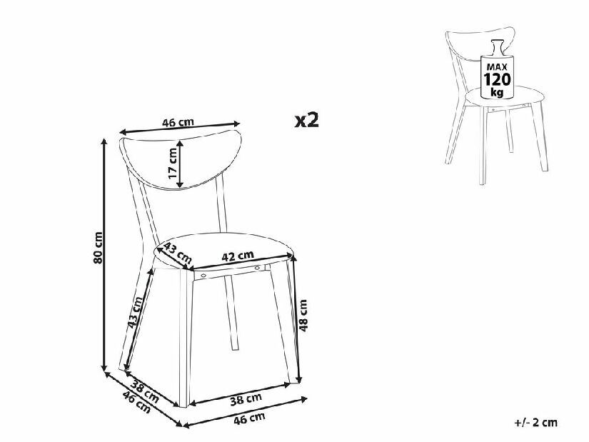 Set 2 buc scaun tip bar Ejus (lemn închis)