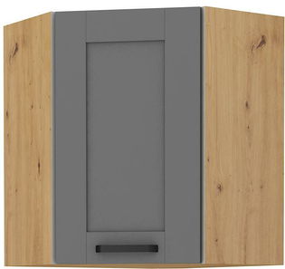 Horná rohová kuchynská skrinka Lucid 60x60 GN-72 1F (45°) (korpus: dub artisan + front: mdf dustgrey)