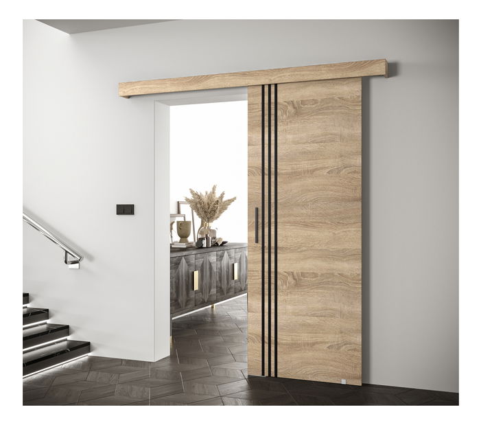 Posuvné dvere 90 cm Sharlene VI (dub sonoma + dub sonoma + čierna)