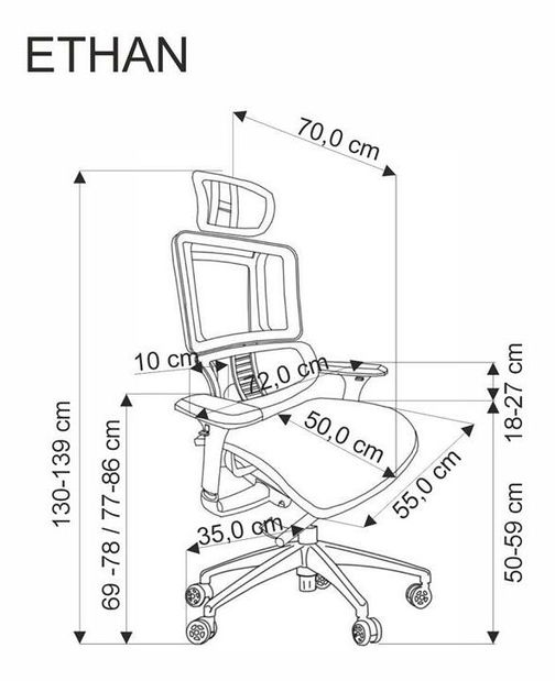 Irodai fotel Ethaneml (szürke) 