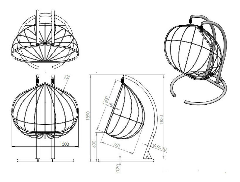 Záhradné dvojhojdacie kreslo Hadess (fialová + čierna)