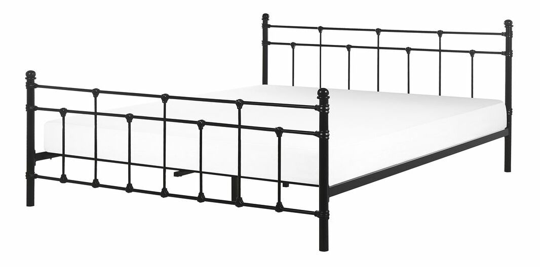 Pat matrimonial 160 cm LUXO (cu somieră) (negru)