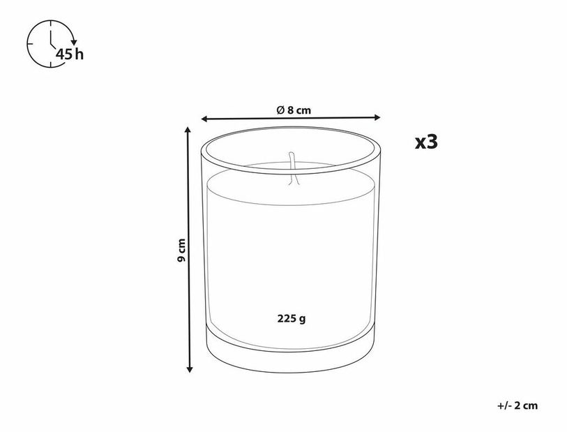 Set de 3 lumânări parfumate cu piersici și coacăze roșii/ fructe de pădure galbene/ mere Baldomero (galben)