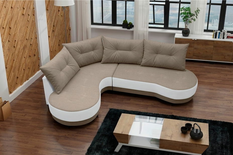 Kutna garnitura- Adam (svijetlosmeđa + bijela) (L)