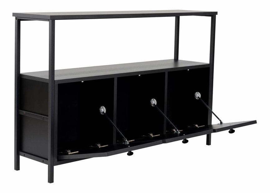 Konzolový stolík Solac 3 (tmavé drevo + čierna)