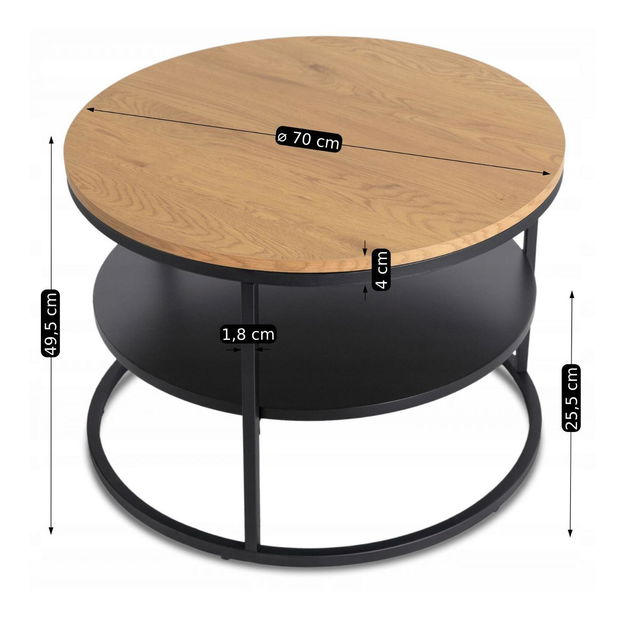 Măsuță cafea Blanquendo (stejar + negru) 