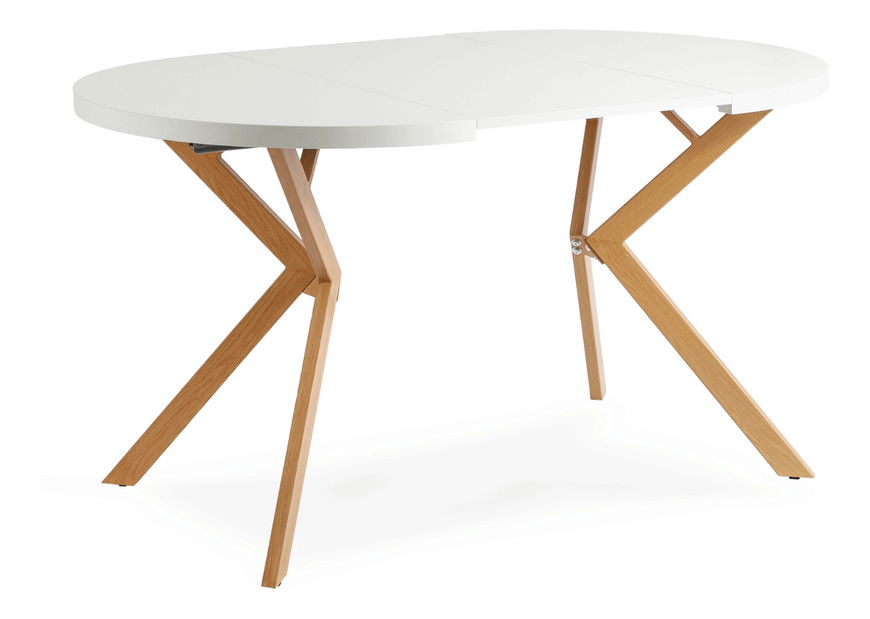 Rozkladací jedálenský stôl Localizado (biela + dub zlatý) (pre 4-6 osôb)