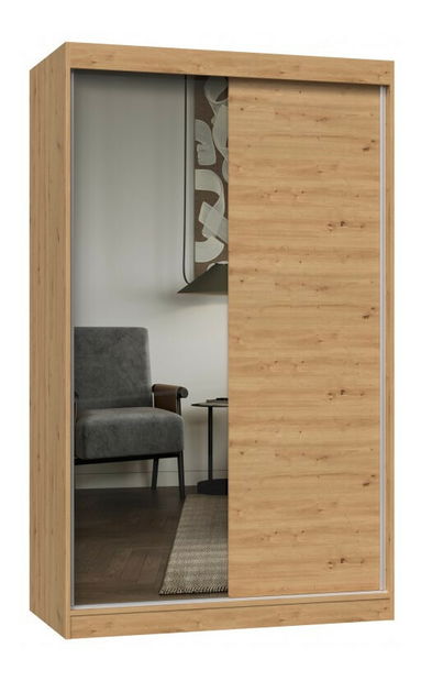 Tolólajtós ruhásszekrény Igatossa 120 D (artisan tölgy) (tükörrel)