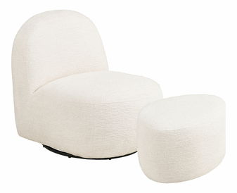 Fotoliu cu taburete Medelia 2 (alb-gălbui)